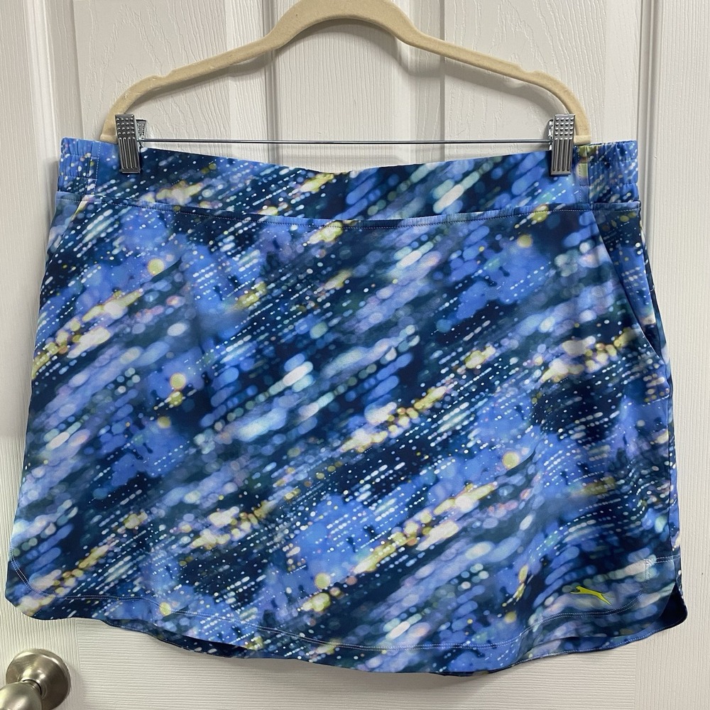 Slazenger Golf Tennis Pickleball Skort Women Blue‎ Multi Elastic Waist Sz. XXL